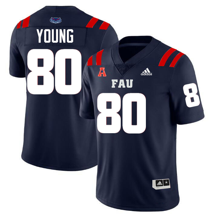 #80 Joseph Young FAU Jersey,Florida Atlantic Owls Football Jersey,Uniforms,Gears-Navy
